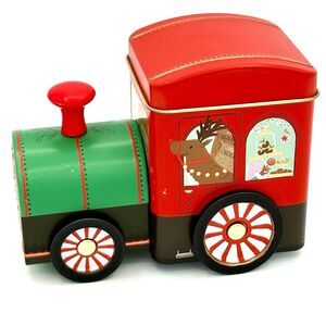 M&S Hot Chocolate Tin Christmas Train w Elves, Candy & Reindeer